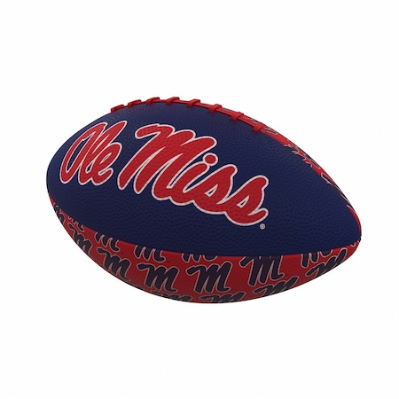 Logo Brands Ole Miss Repeating Mini-Size Rubber Football 176-93MR-3